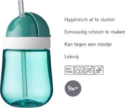 Mepal Mio – Rietjesbeker 300 Ml – Gegarandeerd Lekvrij – Deep Turquoise – Ideaal Voor Onderweg – Drinkbeker Kinderen -Mepal 1200x1038 3