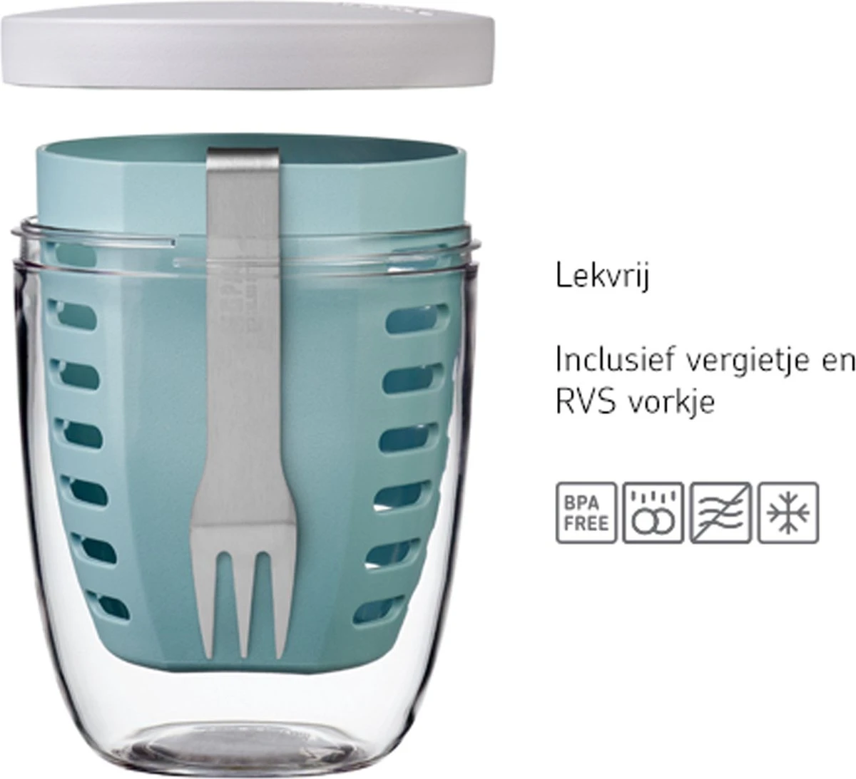 Mepal – Fruit-& Veggie Pot Ellipse – Fruitbox Voor Onderweg - Nordic Green – Voorzien Van Vergietje En RVS Vorkje 4 Mepal – Fruit-& Veggie Pot Ellipse – Fruitbox Voor Onderweg - Nordic Green – Voorzien Van Vergietje En RVS Vorkje - Afbeelding 2