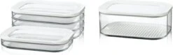 Mepal – Vleeswarendoos Modula 3-laags – Wit – Bewaardoos Met Deksel – Zicht Op Inhoud - Stapelbaar – Koelkastdoos -Mepal 1200x384