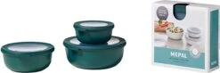 Mepal - Multikom Cirqula 3-delige Set (350 + 750 + 1250 Ml) - Mag In De Vriezer, Magnetron En Vaatwasser – Nordic Pine – Meal Prep Bakjes - Bewaardozen Met Deksel