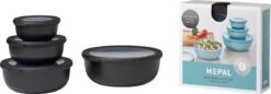 Mepal - Multikom Cirqula 4-delige Set (350 + 750 + 1250 + 2250 Ml) - Mag In De Vriezer, Magnetron En Vaatwasser – Nordic Black – Meal Prep Bakjes - Bewaardozen Met Deksel -Mepal 1200x416
