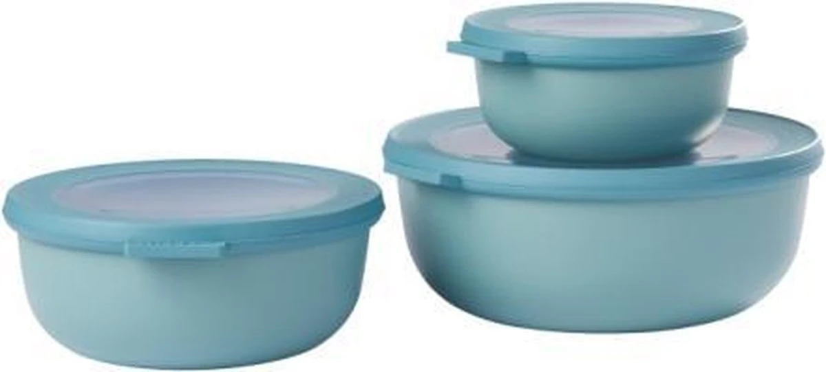 Mepal - Multikom Cirqula 3-delige Set (350 + 750 + 1250 Ml) - Mag In De Vriezer, Magnetron En Vaatwasser – Nordic Green – Meal Prep Bakjes - Bewaardozen Met Deksel