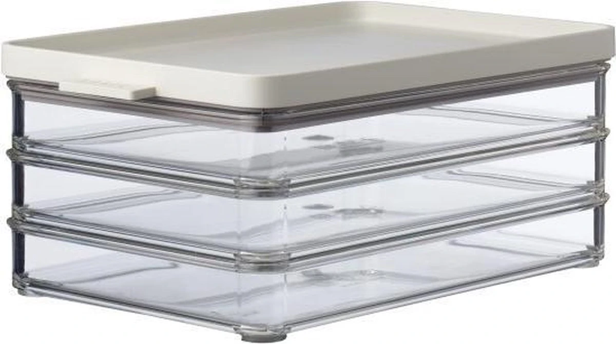 Mepal – Koelkastdoos Omnia Vleeswaren 3-laags – Nordic White – Vleeswarendoos Koelkast – Vershoudbakjes – Makkelijk Stapelbaar – Houdt Vleeswaren Vers – Lucht En- Aromadicht