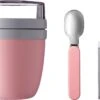 Mepal - Lunchpot + Vouwlepel Ellipse - Nordic Pink - Yoghurtbeker Met Lepel - Muesli Beker To Go - Geschikt Voor Vriezer, Magnetron En Vaatwasser. -Mepal 1200x822