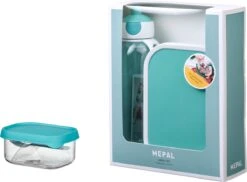 Mepal – Waterfles + Lunchbox + Fruitbox Campus – Turquoise – Drinkfles Voor Kinderen – Broodtrommel – Fruitbakje – Giftset