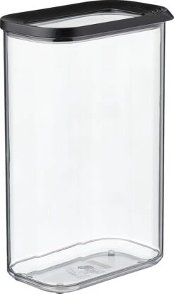 Mepal – Bewaardoos Modula 2000 Ml – Zwart – Voorraaddoos - Bewaardoos Met Deksel – Luchtdicht – Transparant – Stapelbaar