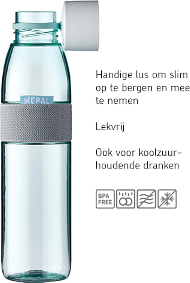 Mepal – Waterfles Ellipse – 500 Ml – Nordic Denim – Drinkfles Volwassenen – Geschikt Voor Koolzuurhoudende Dranken – Lekvrij 7 Mepal – Waterfles Ellipse – 500 Ml – Nordic Denim – Drinkfles Volwassenen – Geschikt Voor Koolzuurhoudende Dranken – Lekvrij - Afbeelding 5