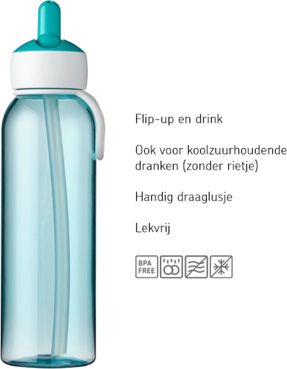 Mepal – Waterfles Flip-up Campus – 500 Ml – Roze – Drinkfles Met Een Rietje – Geschikt Voor Koolzuurhoudende Dranken 5 Mepal – Waterfles Flip-up Campus – 500 Ml – Roze – Drinkfles Met Een Rietje – Geschikt Voor Koolzuurhoudende Dranken - Afbeelding 3
